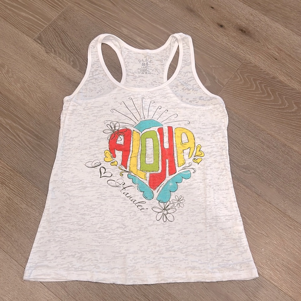 Blue 84 Aloha tank top. Size: L. Gently Used.